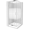 Квадратная душевая кабина Mexen Rio 80 x 80 см, прозрачная/в полоску, хром + душевой поддон Flat, белый - 860-080-080-01-20-4010, Размер: 80x80, Цвет: Хром, Тип стекла: С дизайном, Комплектация: Balts paliktnis 15cm + hromēts sifons