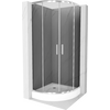 Mexen Rio pusapaļa dušas kabīne 90 x 90 cm, grafīts, hroms + Rio dušas paliktnis, balts - 863-090-090-01-40-4710, Izmērs: 90x90, Krāsa: Hroms, Stikla tips: Grafīta, Komplektācija: Balts paliktnis 15cm + hromēts sifons