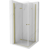 Складная душевая кабина Mexen Lima Duo 80 x 70 см, прозрачная, золото + плоский душевой поддон - 856-080-070-50-02-4010G, Размер: 80x70, Цвет: Золото, Тип стекла: Прозрачное стекло, Комплектация: Bez paliktņa