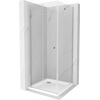 Mexen Lima saliekamā dušas kabīne 80 x 80 cm, caurspīdīga, hromēta + plakana dušas paliktne - 856-080-080-01-00-4010, Izmērs: 80x80, Krāsa: Hroms, Stikla tips: Caurspīdīgs stikls, Komplektācija: Balts paliktnis + hromēts sifons