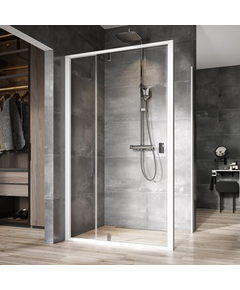 Shower door NDOP2-110 white+glass Transparent, Цвет: Balts + hrom, Ширина: 110, Тип стекла: Прозрачное стекло