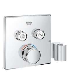 Grohe iebūvējamā dušas termostata SmartControl virsapmetuma daļa, ar 2 izejām, ar dušas turētāju, hroms