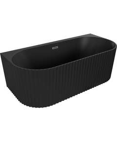 Mexen Sella wanna wolnostojąca przyścienna ryflowana 150 x 75 cm, czarna mat, przelew gun metal - 52711507571-95