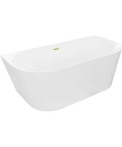 Mexen Oval Slim wanna wolnostojąca przyścienna 170 x 80 cm, biała, przelew złoty szczotkowany - 52661708000-55