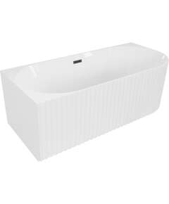 Mexen Gia wanna wolnostojąca narożna ryflowana lewa 150 x 75 cm, biała połysk, przelew czarny - 52701507500L-70