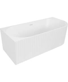 Mexen Gia wanna wolnostojąca narożna ryflowana lewa 150 x 75 cm, biała mat, przelew biały - 52701507501L-20