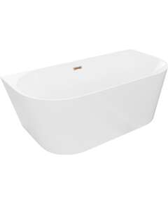 Mexen Oval Slim wanna wolnostojąca przyścienna 170 x 80 cm, biała, przelew różowe złoto - 52661708000-60