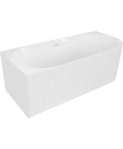 Mexen Gia wanna wolnostojąca narożna ryflowana lewa 150 x 75 cm, biała połysk, przelew biały - 52701507500L-20