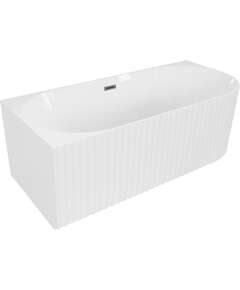 Mexen Gia wanna wolnostojąca narożna ryflowana lewa 170 x 80 cm, biała połysk, przelew gun gray szczotkowany - 52701708000L-66