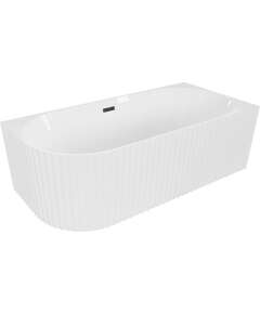 Mexen Gia wanna wolnostojąca narożna ryflowana prawa 170 x 80 cm, biała połysk, przelew czarny - 52701708000P-70