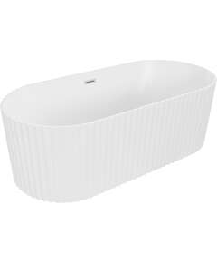 Mexen Paola wanna wolnostojąca ryflowana 170 x 80 cm, biała mat, przelew nikiel szczotkowany - 52721708001-97