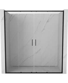 Mexen Exo drzwi prysznicowe podwójne rozsuwane 180 cm, transparent, czarne - 8152-180-000-70-00