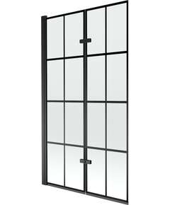 Mexen Castor parawan nawannowy 2-skrzydłowy 100 x 150 cm, czarny wzór, czarny - 892-100-002-70-77