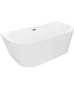Mexen Oval Slim wanna wolnostojąca przyścienna 170 x 80 cm, biała, przelew gun gray szczotkowany - 52661708000-66