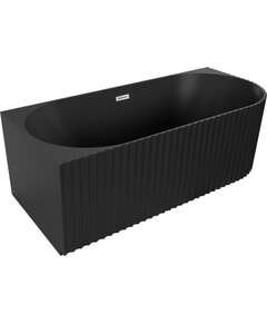 Mexen Gia wanna wolnostojąca narożna ryflowana lewa 170 x 80 cm, czarna mat, przelew chrom - 52701708071L-01