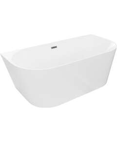 Mexen Oval Slim wanna wolnostojąca przyścienna 170 x 80 cm, biała, przelew gun metal - 52661708000-95