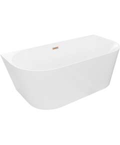Mexen Oval Slim wanna wolnostojąca przyścienna 170 x 80 cm, biała, przelew miedź szczotkowana - 52661708000-65