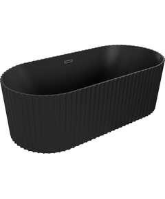 Mexen Paola wanna wolnostojąca ryflowana 170 x 80 cm, czarna mat, przelew czarny - 52721708071-70