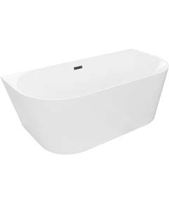 Mexen Oval Slim wanna wolnostojąca przyścienna 170 x 80 cm, biała, przelew czarny - 52661708000-70