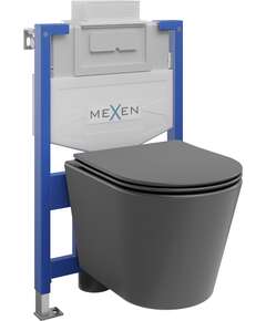 Mexen zestaw podtynkowy WC stelaż Fenix XS-U z miską WC Rico i deską wolnoopadającą, szary ciemny mat - 68530724071