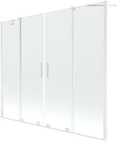 Mexen Velar Duo parawan nawannowy 2-skrzydłowy przesuwny 170 x 150 cm, transparent, biały - 896-170-000-02-20