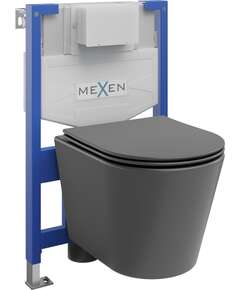 Mexen zestaw podtynkowy WC stelaż Fenix XS-F z miską WC Rico i deską wolnoopadającą, szary ciemny mat - 68030724071