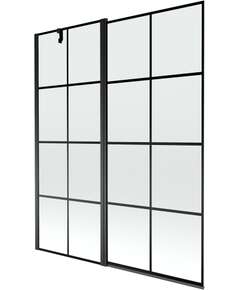 Mexen Flip parawan nawannowy 1-skrzydłowy 140 x 150 cm, czarny wzór, czarny - 894-140-101-70-77