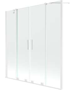 Mexen Velar Duo parawan nawannowy 2-skrzydłowy przesuwny 160 x 150 cm, transparent, biały - 896-160-000-02-20