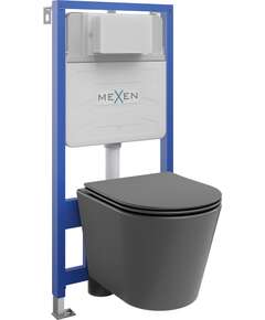 Mexen zestaw podtynkowy WC stelaż Fenix Slim z miską WC Rico i deską wolnoopadającą, szary ciemny mat - 61030724071