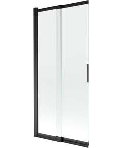Mexen Fox parawan nawannowy 2-skrzydłowy przesuwny 85 x 150 cm, transparent, czarny - 891-085-002-70-00