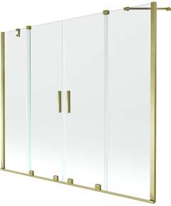 Mexen Velar Duo parawan nawannowy 2-skrzydłowy przesuwny 180 x 150 cm, transparent, złoty - 896-180-000-02-50
