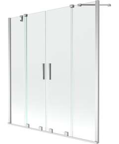 Mexen Velar Duo parawan nawannowy 2-skrzydłowy przesuwny 150 x 150 cm, transparent, chrom - 896-150-000-02-01