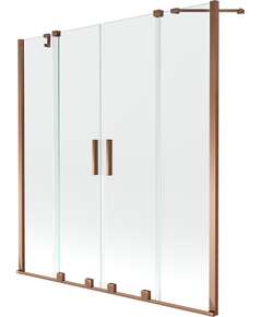 Mexen Velar Duo parawan nawannowy 2-skrzydłowy przesuwny 150 x 150 cm, transparent, różowe złoto - 896-150-000-02-60