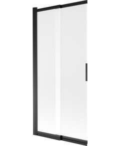 Mexen Fox parawan nawannowy 2-skrzydłowy przesuwny 85 x 150 cm, szron, czarny - 891-085-002-70-30