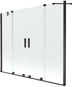 Mexen Velar Duo parawan nawannowy 2-skrzydłowy przesuwny 200 x 150 cm, transparent, czarny - 896-200-000-02-70