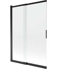 Mexen Fox parawan nawannowy 2-skrzydłowy przesuwny 120 x 150 cm, transparent, czarny - 891-120-002-70-00