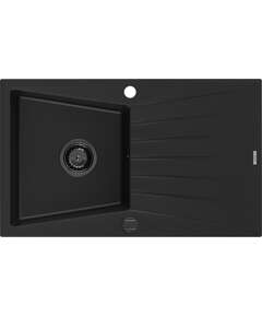 Mexen Cesar zlewozmywak granitowy 1-komorowy z ociekaczem 775 x 470 mm, czarny, syfon czarny - 6514771010-77-B