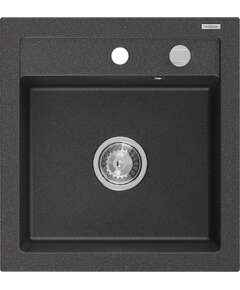 Mexen Vito zlewozmywak granitowy 1-komorowy 520 x 490 mm, czarny nakrapiany, syfon chrom - 6503521000-76