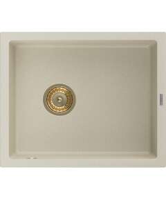 Mexen Pedro zlewozmywak granitowy 1-komorowy 560 x 460 mm, beżowy, syfon złoty - 6508561000-69-G