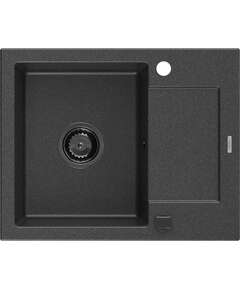 Mexen Enzo zlewozmywak granitowy 1-komorowy z ociekaczem 576 x 465 mm, czarny nakrapiany, syfon czarny - 6506571005-76-B