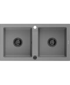 Mexen Mario zlewozmywak granitowy 2-komorowy 820 x 436 mm, szary, syfon czarny - 6504822000-71-B