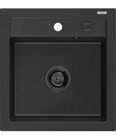 Mexen Vito zlewozmywak granitowy 1-komorowy 520 x 490 mm, czarny/srebrny metalik, syfon czarny - 6503521000-73-B
