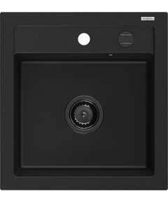 Mexen Vito zlewozmywak granitowy 1-komorowy 520 x 490 mm, czarny, syfon czarny - 6503521000-77-B
