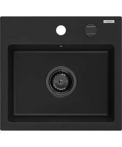 Mexen Milo zlewozmywak granitowy 1-komorowy 435 x 410 mm, czarny, syfon czarny - 6505441000-77-B