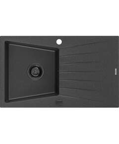 Mexen Cesar zlewozmywak granitowy 1-komorowy z ociekaczem 775 x 470 mm, czarny nakrapiany, syfon czarny - 6514771010-76-B