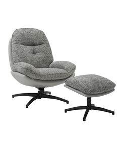 Krēsls ROY Grey Chenille Armchair w/pouf