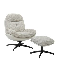 Krēsls ROY Light Grey Chenille Armchair w/pouf