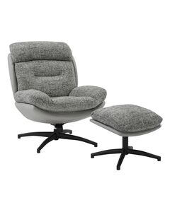 Krēsls YORK Grey Chenille Armchair w/pouf