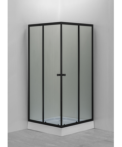 Gotland Dušas stūris GOTLAND Eko Black 900*900*195cm, seklais paliktnis 12 cm, melnais profils, matēti stikli