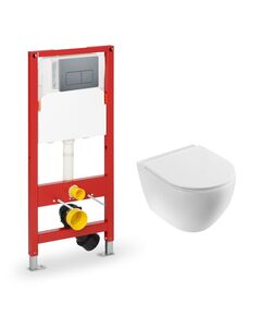 Vento Piekarināmās tualetes komplekts VENTO 5 in 1- Pods Hugge ar vāku SC balts, iebūvējamais rāmis podam 500X165mm, h=1125 mm, taustiņš  hroms, s
